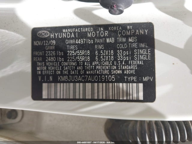 Продаж на аукціоні авто 2010 Hyundai Tucson Limited, vin: KM8JU3AC7AU019105, номер лоту: 44801007