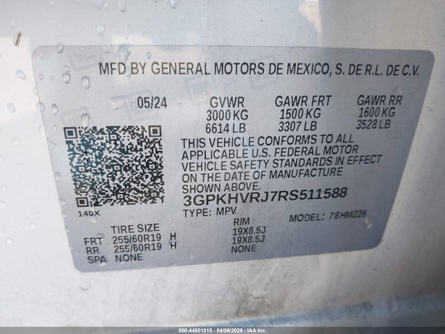 Aukcja sprzedaży 2024 Honda Prologue Ex, vin: 3GPKHVRJ7RS511588, numer aukcji: 44801015