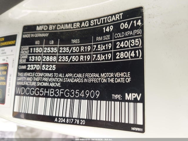 Продаж на аукціоні авто 2015 Mercedes-benz Glk 350, vin: WDCGG5HB3FG354909, номер лоту: 44801019