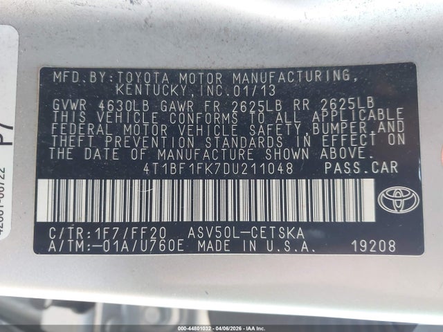 2013 TOYOTA CAMRY 4T1BF1FK7DU211048 Photo 8