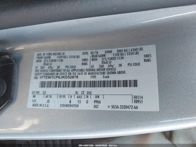 Ford F-150 Xl 2018 1FTEW1CP6JKD52878 Image 9