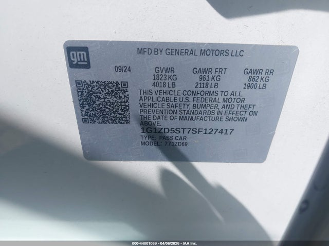 1G1ZD5ST7SF127417 Chevrolet Malibu Fwd 1lt