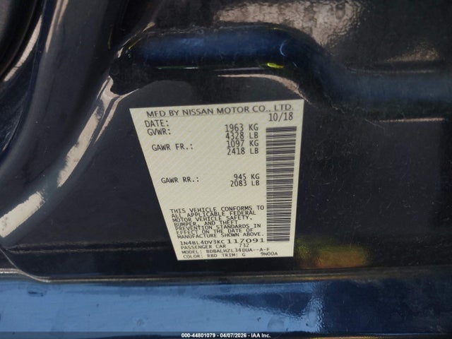 Nissan Altima 2.5 Sv 2019 1N4BL4DV3KC117091 Image 9