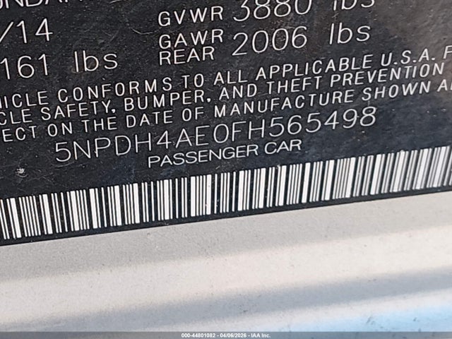 Продаж на аукціоні авто 2015 Hyundai Elantra Se, vin: 5NPDH4AE0FH565498, номер лоту: 44801082