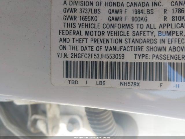 Honda Civic Lx 2018 2HGFC2F53JH553059 Image 9