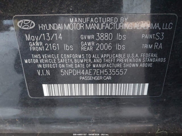 5NPDH4AE7EH535557 Hyundai ELANTRA SE