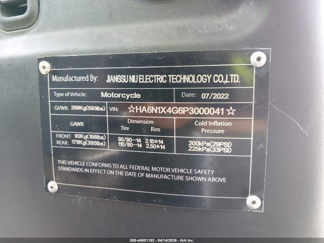 HA6N1X4G6P3000041 Niu Nqi Gts