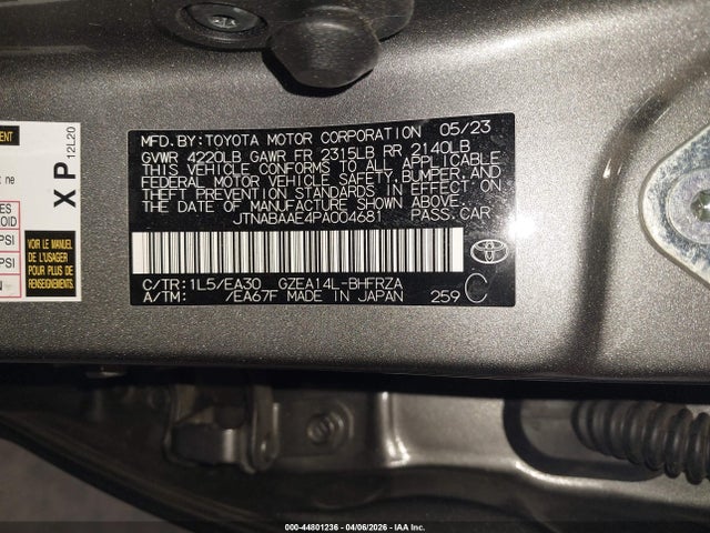 2023 Toyota Gr Corolla Circuit Edition მანქანა იყიდება აუქციონზე, vin: JTNABAAE4PA004681, აუქციონის ნომერი: 44801236