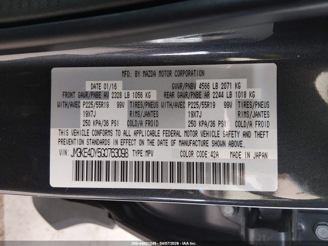 JM3KE4DY5G0763098 Mazda Cx-5 Grand Touring