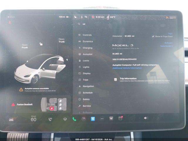 2020 Tesla Model 3 Standard Range Plus Rear-wheel Drive/standard Range Rear-wheel Drive მანქანა იყიდება აუქციონზე, vin: 5YJ3E1EA4LF614450, აუქციონის ნომერი: 44801257