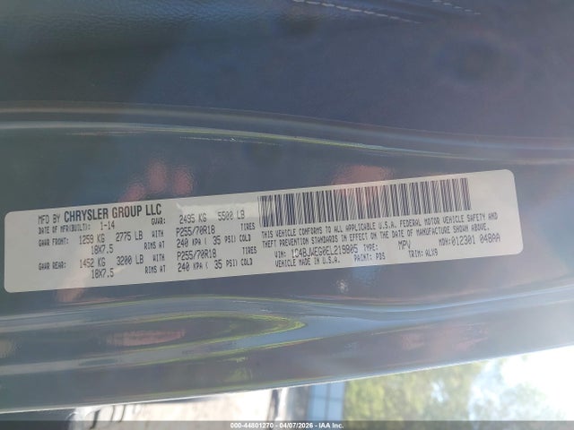 Aukcja sprzedaży 2014 Jeep Wrangler Unlimited Sahara, vin: 1C4BJWEG0EL219805, numer aukcji: 44801270