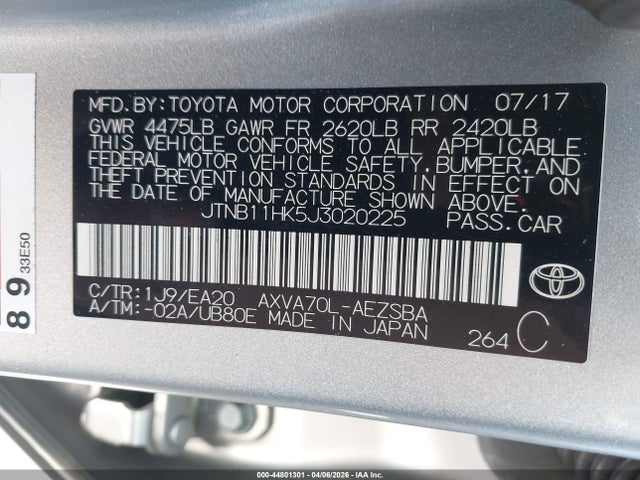 2018 TOYOTA CAMRY JTNB11HK5J3020225 Photo 8