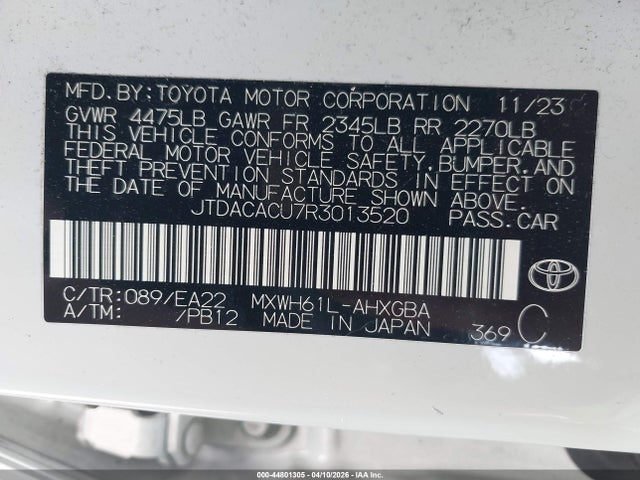 Aukcja sprzedaży 2024 Toyota Prius Prime Xse, vin: JTDACACU7R3013520, numer aukcji: 44801305