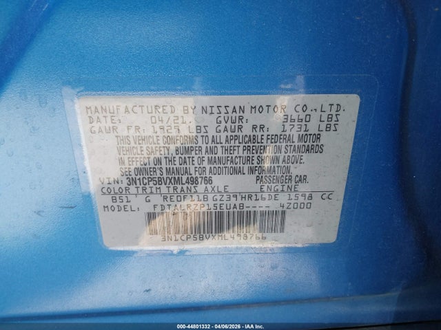 3N1CP5BVXML498766 Nissan Kicks S Xtronic Cvt