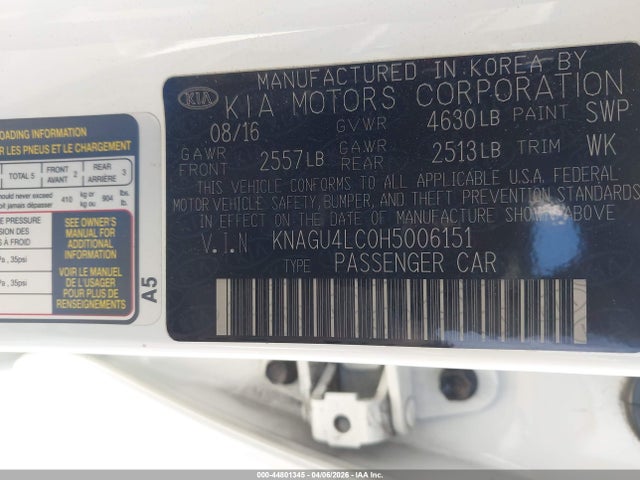 2017 KIA OPTIMA HYBRID KNAGU4LC0H5006151 Photo 8