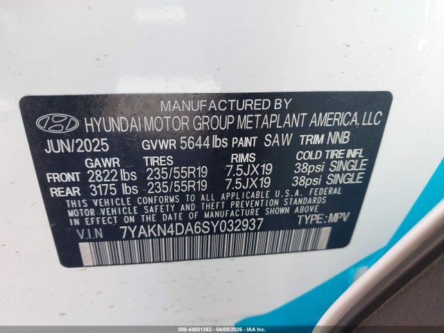 7YAKN4DA6SY032937 Hyundai Ioniq 5 Sel