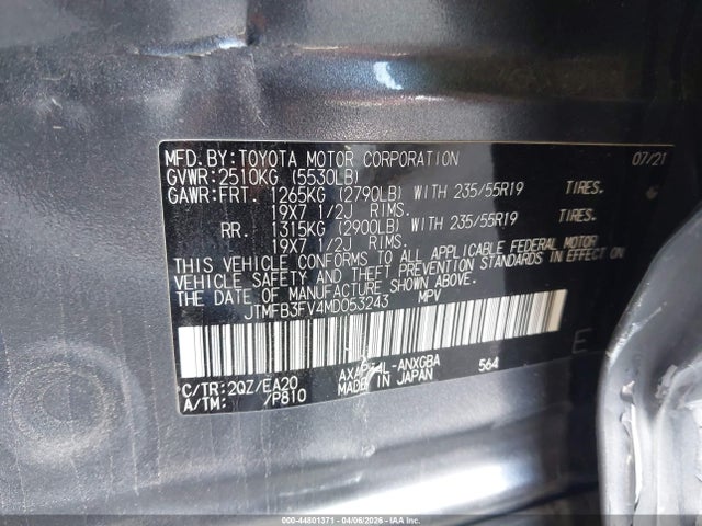 JTMFB3FV4MD053243 Toyota Rav4 Prime Xse