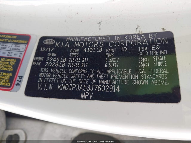 Aukcja sprzedaży 2018 Kia Soul +, vin: KNDJP3A53J7602914, numer aukcji: 44801393