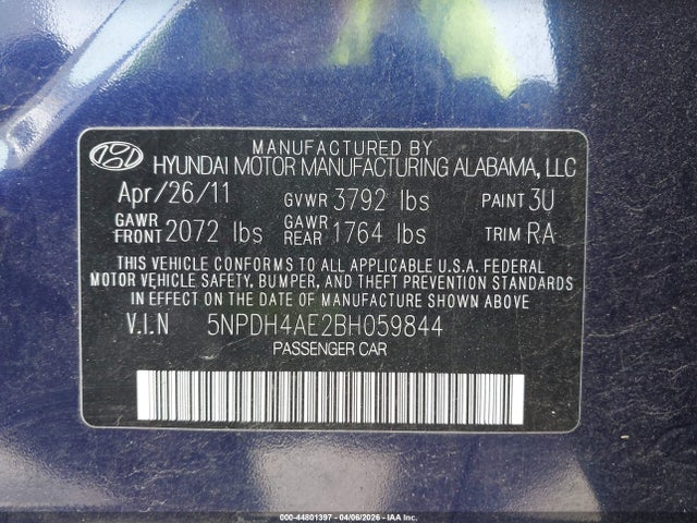 2011 HYUNDAI ELANTRA 5NPDH4AE2BH059844 Photo 8