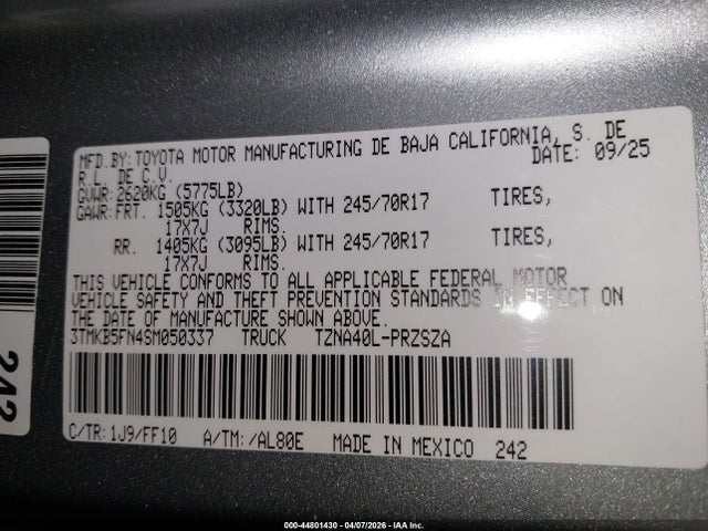 Toyota Tacoma Sr5 2025 3TMKB5FN4SM050337 Image 9