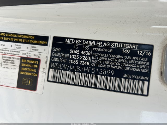 2017 Mercedes-benz C 300 მანქანა იყიდება აუქციონზე, vin: WDDWJ4JB3HF513899, აუქციონის ნომერი: 44801484