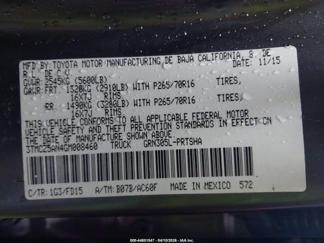 3TMCZ5AN4GM008460 Toyota Tacoma Trd Sport
