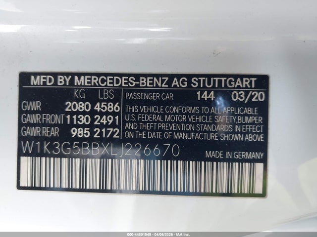 W1K3G5BBXLJ226670 Mercedes-Benz Amg A 35 4matic