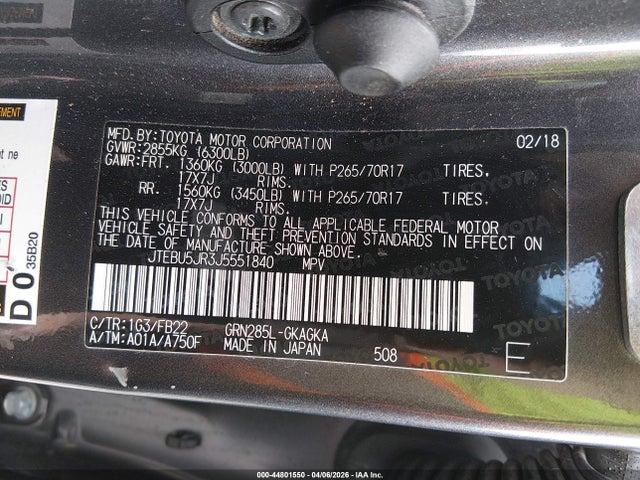JTEBU5JR3J5551840 Toyota 4RUNNER SR5