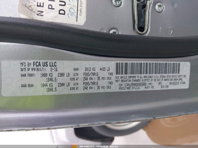 44801573 :رقم المزاد ، 1C4NJPBA9GD693509 vin ، 2016 Jeep Patriot Sport مزاد بيع