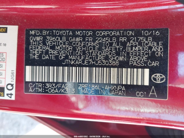 JTNKARJE7HJ530388 Toyota COROLLA IM