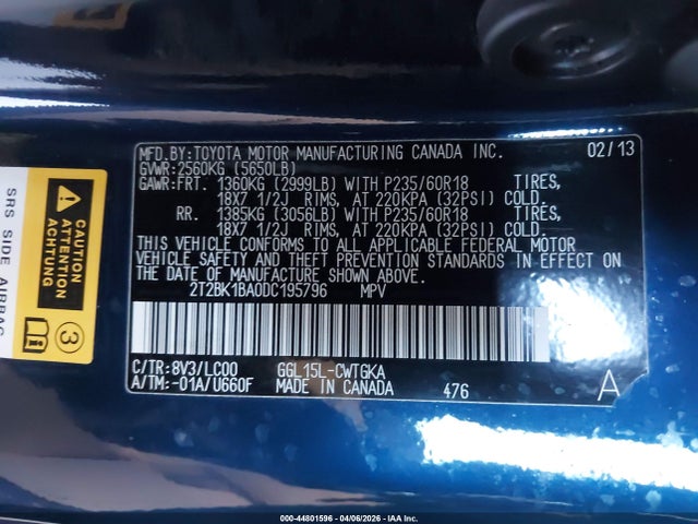 Aukcja sprzedaży 2013 Lexus Rx 350, vin: 2T2BK1BA0DC195796, numer aukcji: 44801596