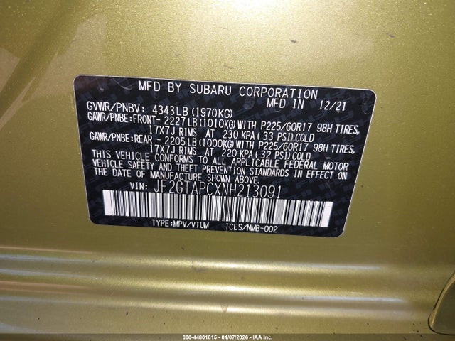 2022 SUBARU CROSSTREK JF2GTAPCXNH213091 Photo 8