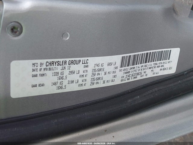 Продажа на аукционе авто 2012 Chrysler Town & Country Touring, vin: 2C4RC1BG3CR386356, номер лота: 44801630