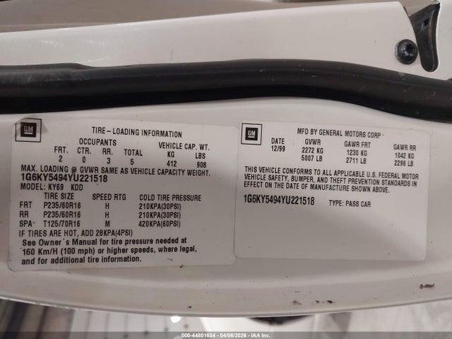 2000 CADILLAC SEVILLE 1G6KY5494YU221518 Photo 8