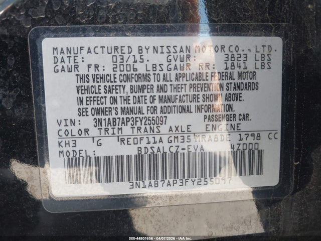 Nissan SENTRA S 2015 3N1AB7AP3FY255097 Image 9