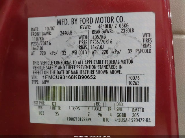 2008 FORD ESCAPE 1FMCU93168KB90652 Photo 8