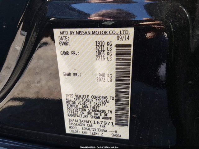 Nissan Altima 2.5 Sl 2015 1N4AL3AP6FC167971 Image 9