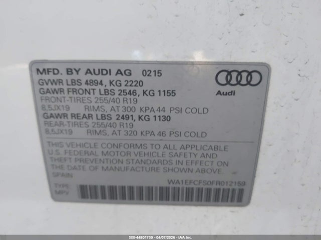 WA1EFCFS0FR012159 Audi Q3 2.0t Premium Plus