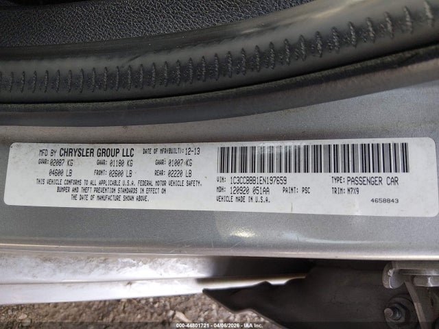 2014 Chrysler 200 Touring მანქანა იყიდება აუქციონზე, vin: 1C3CCBBB1EN197659, აუქციონის ნომერი: 44801721