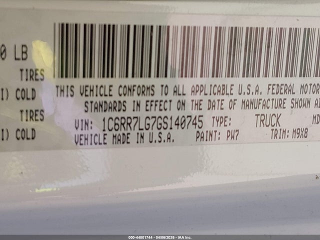 1C6RR7LG7GS140745 RAM 1500 Big Horn