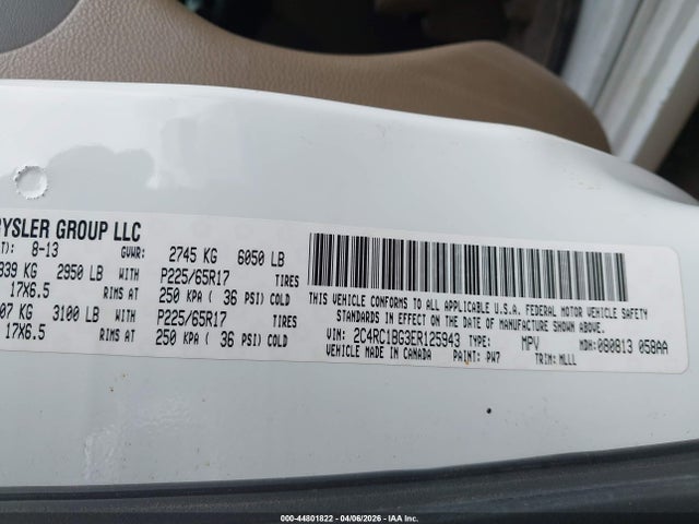 Продаж на аукціоні авто 2014 Chrysler Town & Country Touring, vin: 2C4RC1BG3ER125943, номер лоту: 44801822