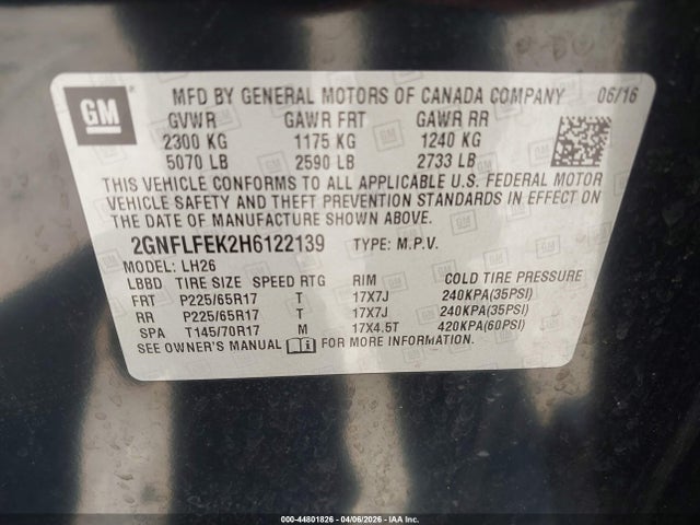 Chevrolet EQUINOX LT 2017 2GNFLFEK2H6122139 Image 9