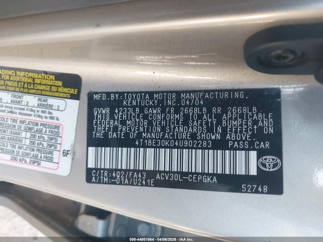 2004 TOYOTA CAMRY 4T1BE30K04U902283 Photo 8