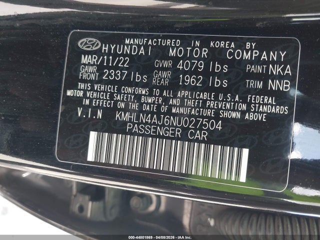 KMHLN4AJ6NU027504 Hyundai Elantra Hybrid Limited
