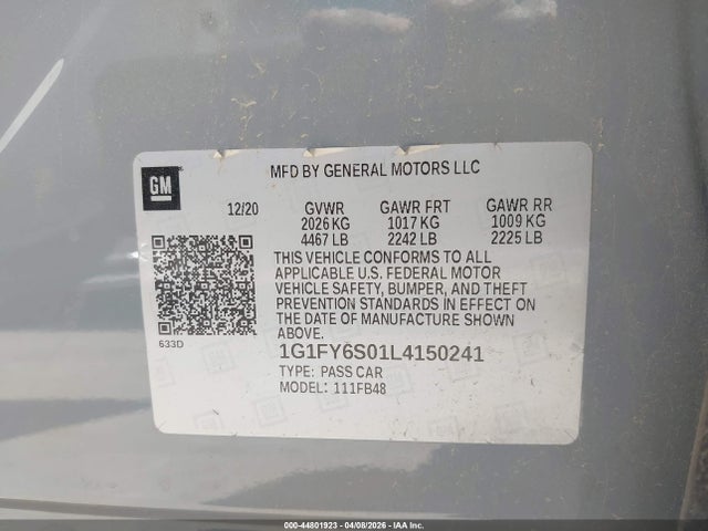 1G1FY6S01L4150241 Chevrolet Bolt Ev Fwd Lt