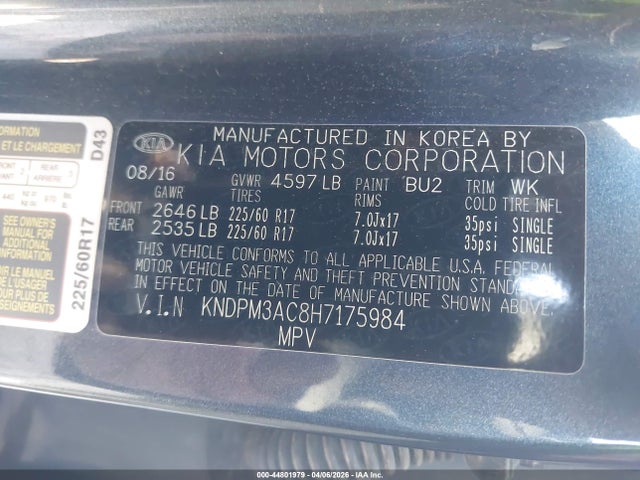 KIA Sportage Lx 2017 KNDPM3AC8H7175984 Image 9