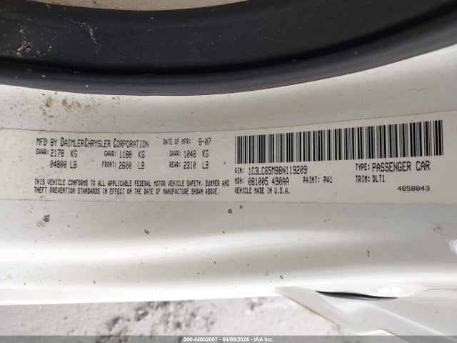 Продаж на аукціоні авто 2008 Chrysler Sebring Limited, vin: 1C3LC65M88N119209, номер лоту: 44802007