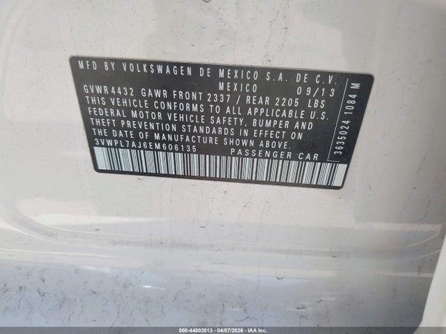 3VWPL7AJ6EM606135 Volkswagen Jetta Sportwagen 2.0l Tdi