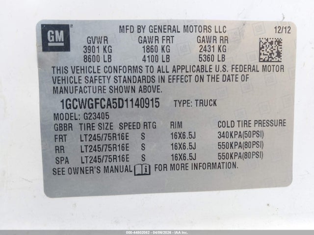 2013 CHEVROLET EXPRESS 2500 1GCWGFCA5D1140915 Photo 8