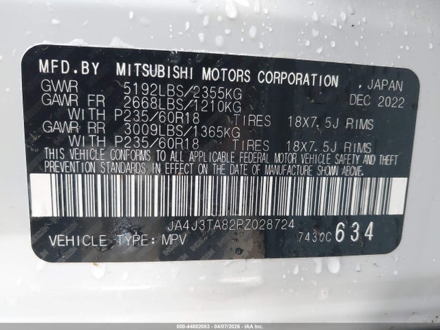 Aukcja sprzedaży 2023 Mitsubishi Outlander Es 2.5 2wd, vin: JA4J3TA82PZ028724, numer aukcji: 44802083